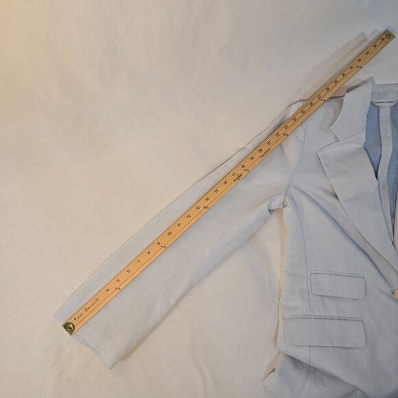 BANANA REPUBLIC Office Sirencore Light Blue Linen Long & Lean Blazer Size 10. - Picture 16 of 16